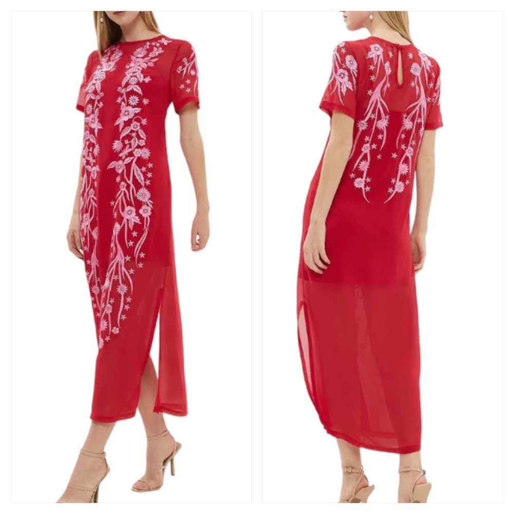 Coast Premium Embroidered T-shirt Midaxi Dress 14 NWT